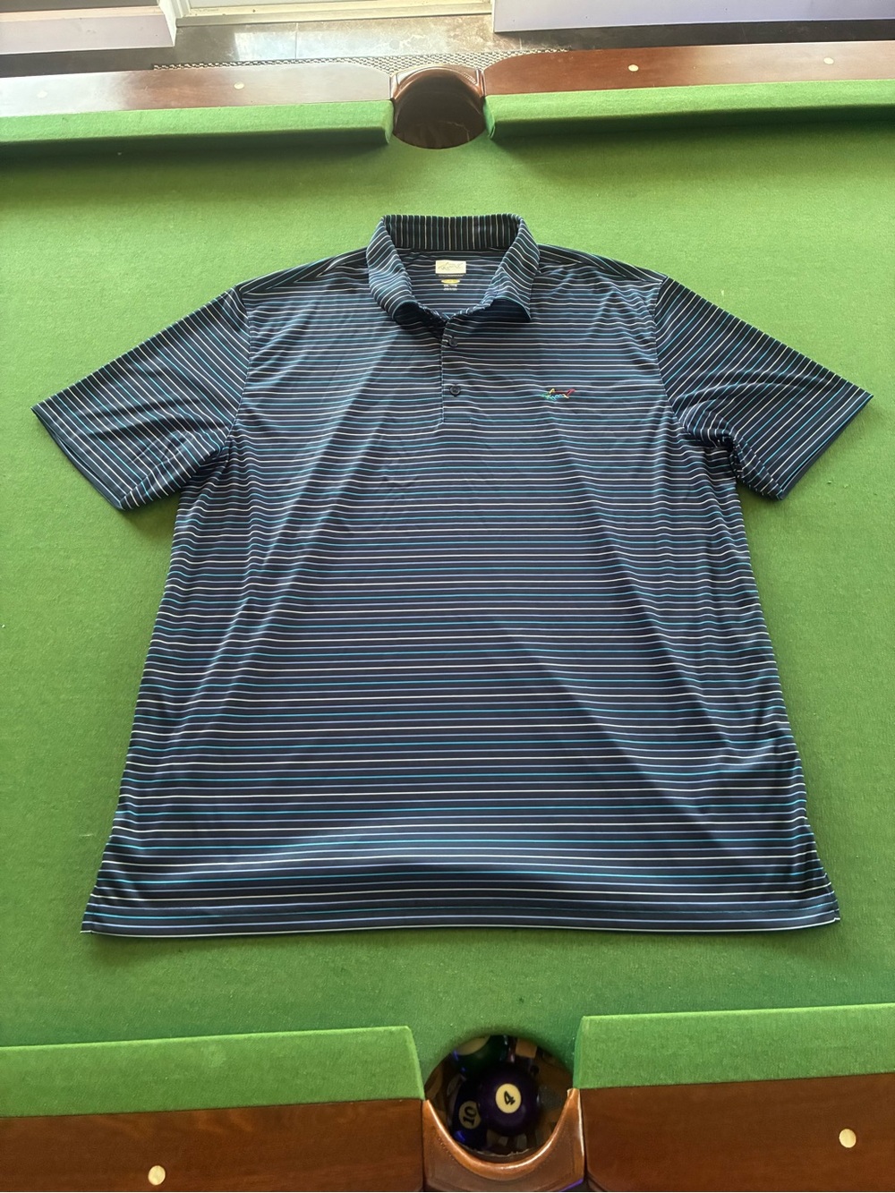 Greg Norman Play Dry Mens Golf Polo Shirt Size XXL Striped Blue Short Sleeve